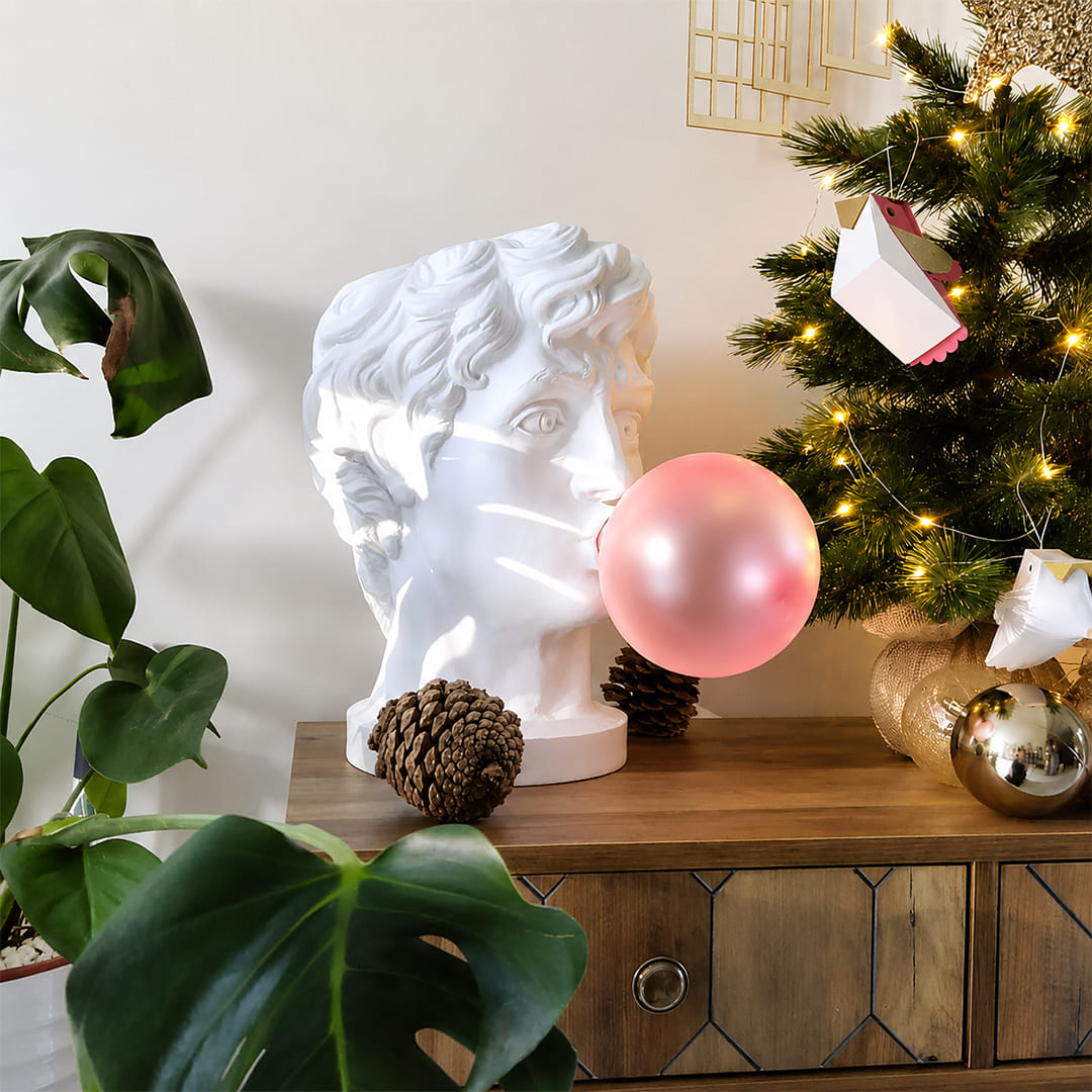 Bolla table lamp Woman modern entryway foyer console table welcome white resin pink bubble pop art sculptural whimsical statement conversation starter lifestyle interior American home