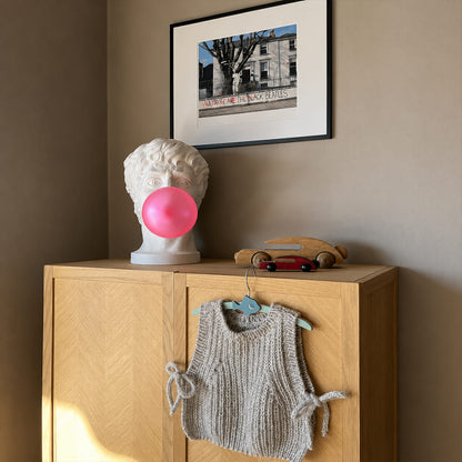 Bolla table lamp Woman modern entryway foyer console table welcome white resin pink bubble pop art sculptural whimsical statement conversation starter lifestyle interior American home