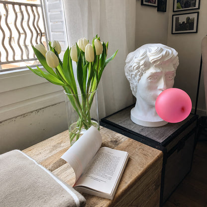 Bolla table lamp Man white resin pink bubble modern home office study desk workspace pop art sculptural whimsical statement creative sophisticated conversation starter lifestyle interior American home