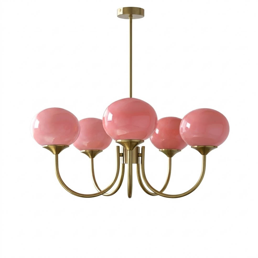 Bonbon chandelier 5-light glass globe cluster white background