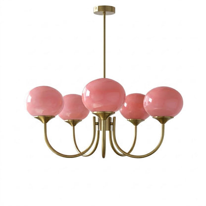Bonbon chandelier 5-light glass globe cluster white background