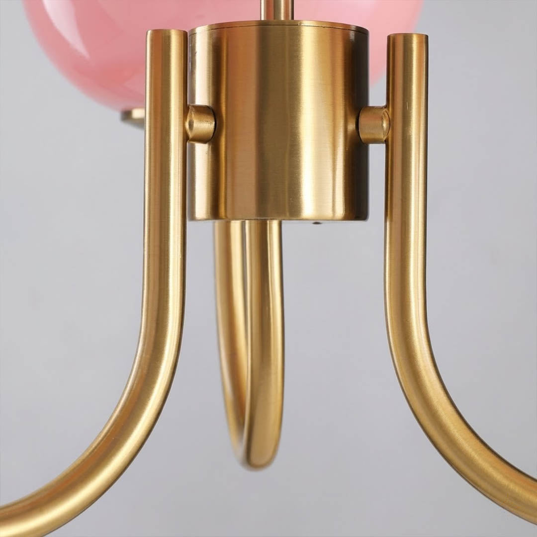 Bonbon chandelier staggered glass globe cluster detail close up