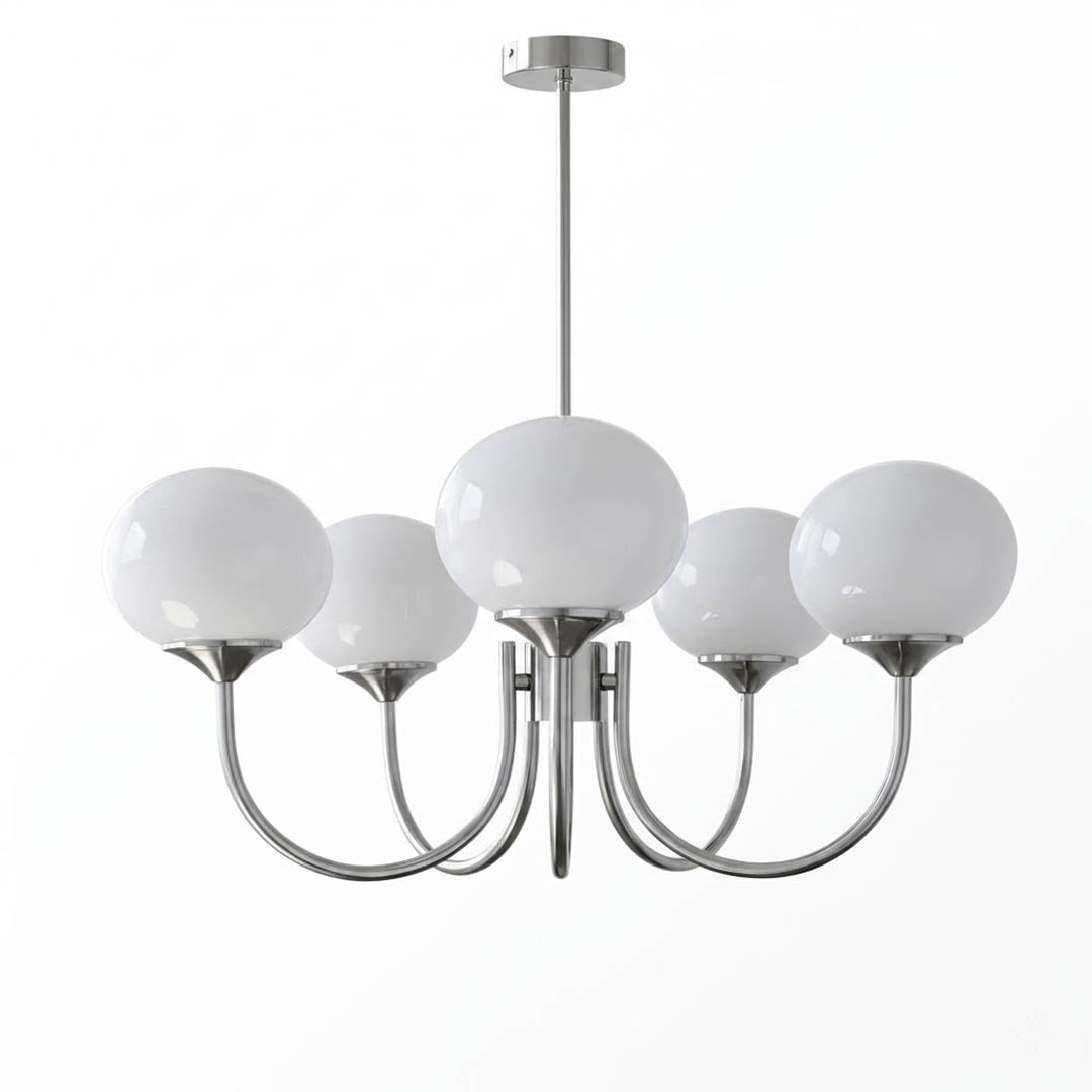 Bonbon chandelier 5-light glass globe cluster white background