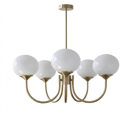 Bonbon chandelier 5-light glass globe cluster white background