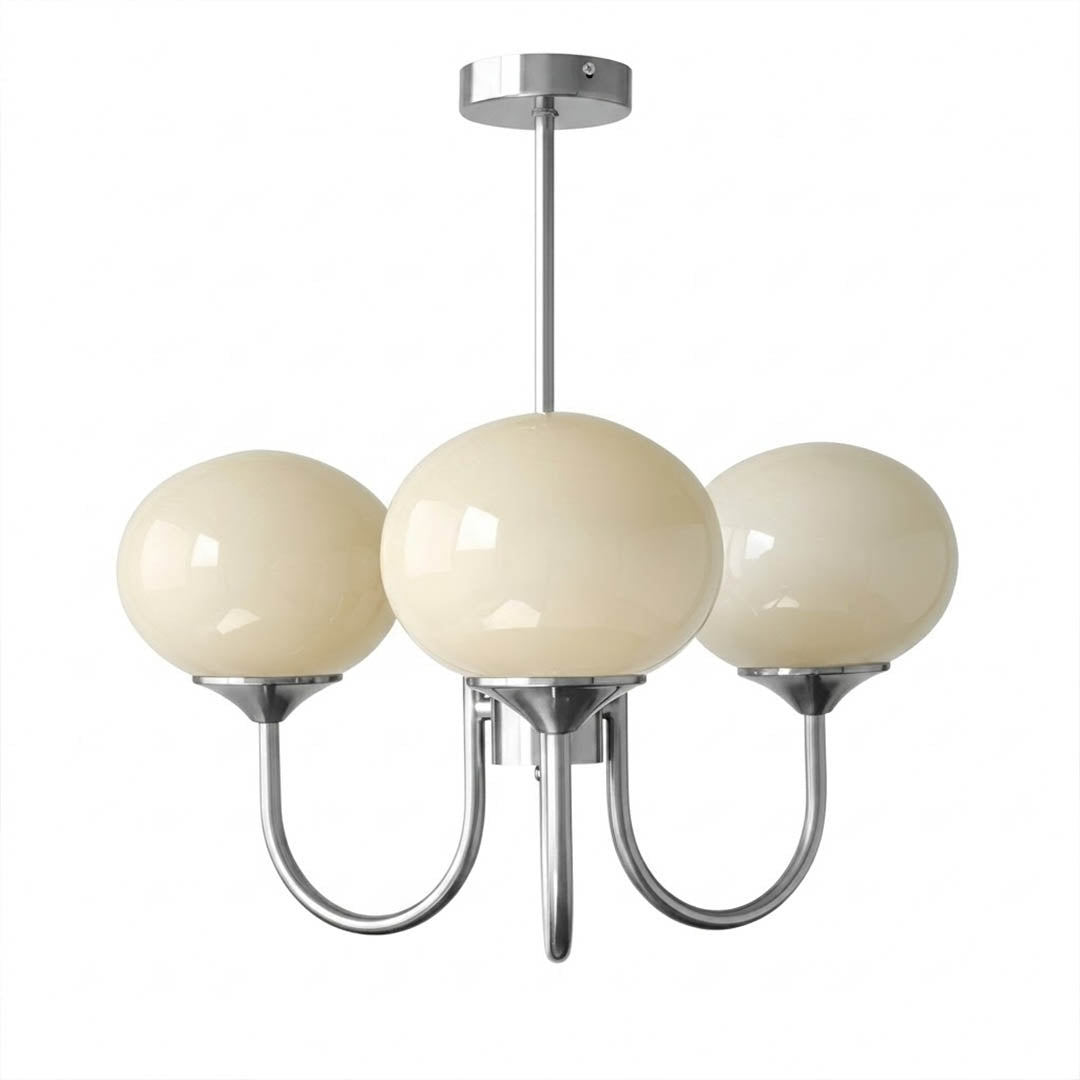 Bonbon chandelier 3-light glass globe cluster white background