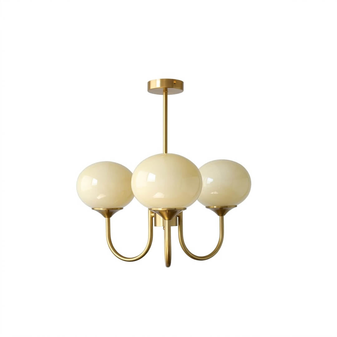 Bonbon chandelier 3-light glass globe cluster white background
