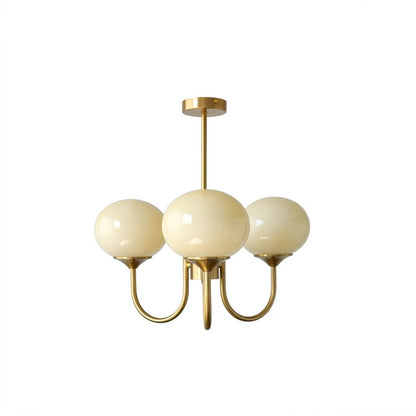 Bonbon chandelier 3-light glass globe cluster white background
