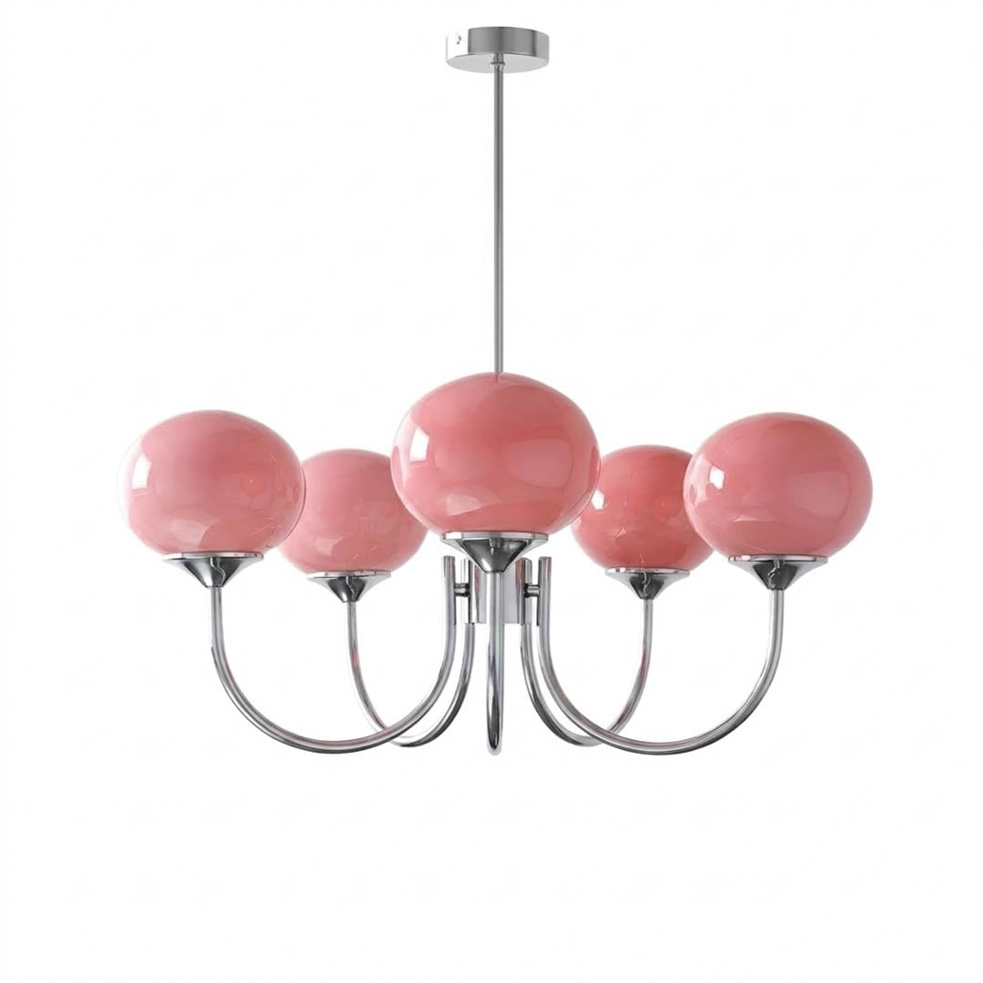 Bonbon chandelier 5-light glass globe cluster white background