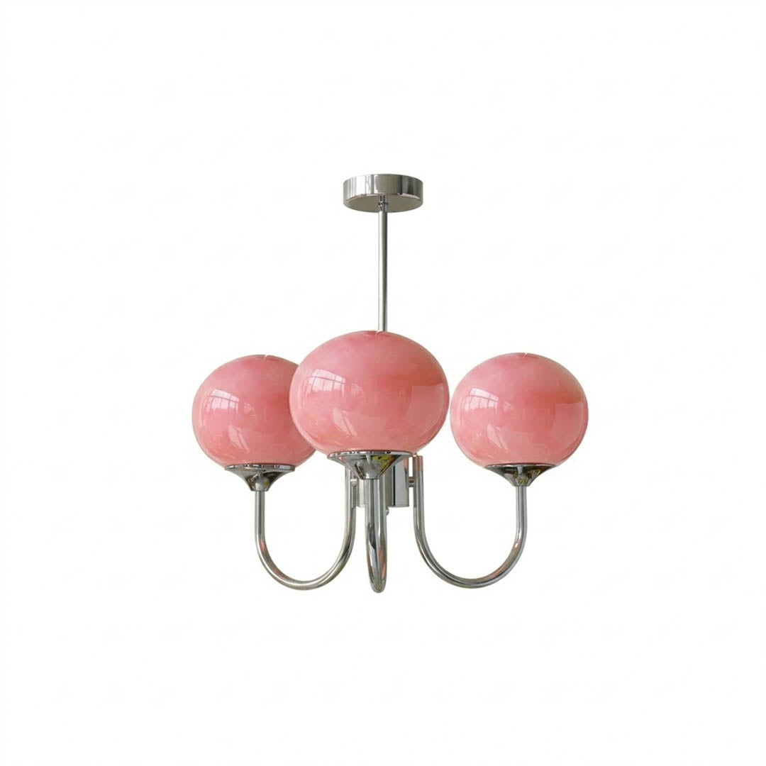Bonbon chandelier 3-light glass globe cluster white background
