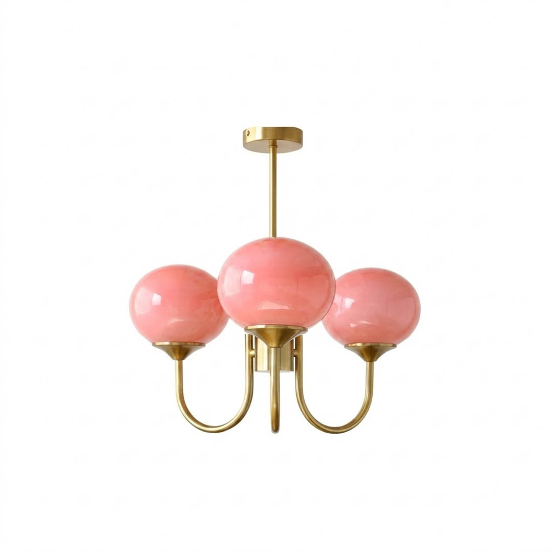 Bonbon chandelier 3-light glass globe cluster white background