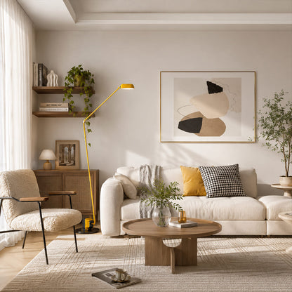 Braccio floor lamp warm brown modern living room corner sofa side accent Italian swing arm 35.8 inch retro industrial reading warm ambient intimate cozy lifestyle interior American home