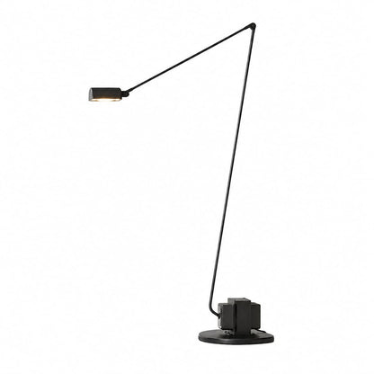 Braccio floor lamp black Italian swing arm rotating diffuser cylindrical base 35.8 inch retro industrial reading accent painted iron integrated LED white background