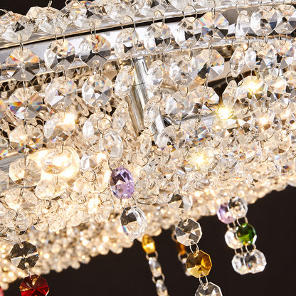 Close-up of the clear crystal beads draped across the Brina crystal chandelier