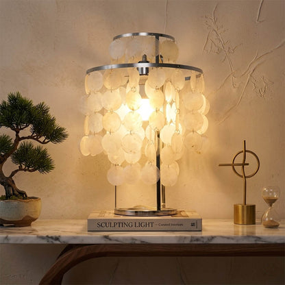 Brisa Chrome 12 inch FUN style shell cluster table lamp desk reading corner modern coastal Mid Century designer warm glow lifestyle interior