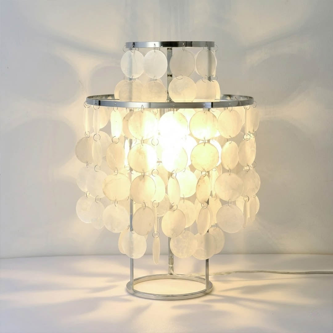 Brisa Capiz shell translucent natural pearl iridescent close up detail Coastal Mid Century authentic craftsmanship