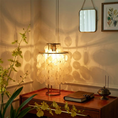 Brisa Chrome 12 inch FUN style shell cluster table lamp desk reading corner modern coastal Mid Century designer warm glow lifestyle interior