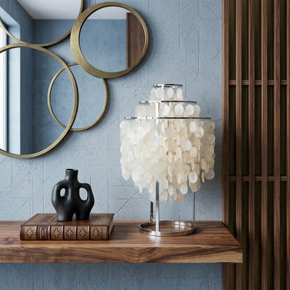 Brisa Gold 16 inch FUN style shell cluster table lamp dining room sideboard accent coastal Mid Century designer warm glow Hampton lifestyle interior