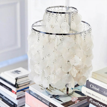 Brisa Chrome 12 inch FUN style shell cluster table lamp desk reading corner modern coastal Mid Century designer warm glow lifestyle interior