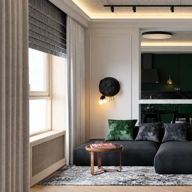 Bulldog wall sconce as a bold sculptural character accent on a modern living room wall