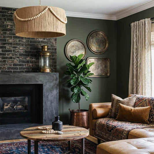 Cairo metal lantern pendant light above dining table vintage boho interior warm glow