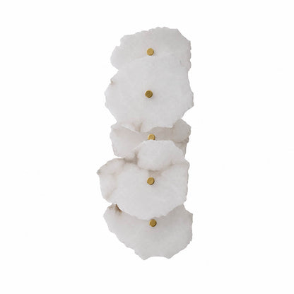 Calcaria alabaster wall light five heads linear natural stone shades gold metal modern sconce white background front view