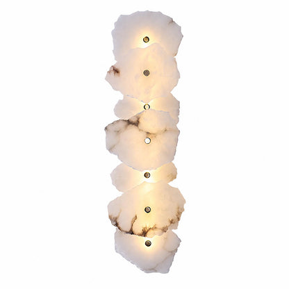 Calcaria alabaster wall light nine heads linear natural stone shades gold statement sconce white background front view