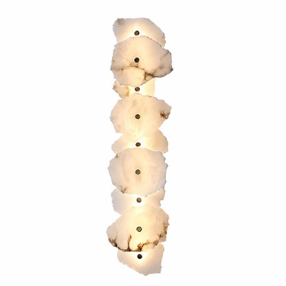 Calcaria alabaster wall light nine heads linear natural stone shades gold statement sconce white background front view