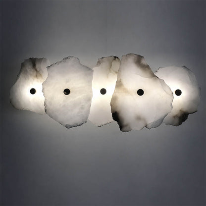 Calcaria alabaster wall light natural stone organic veining unique pattern detail close up translucent craftsmanship