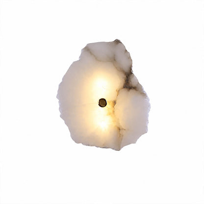 Calcaria alabaster wall light single head natural stone shade gold metal modern sconce white background front view