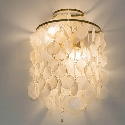 Calia Capiz shell translucent natural pearl iridescent close up detail Coastal Mid Century authentic craftsmanship
