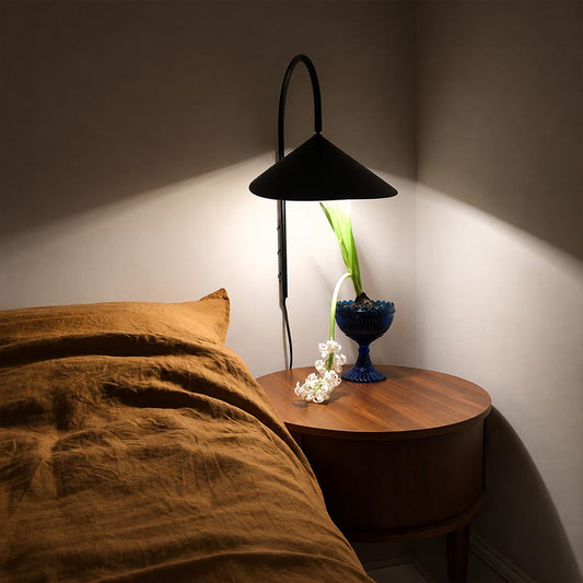 Calla plug-in wall sconce beige single bedside bedroom above nightstand adjustable warm reading light American home lifestyle interior