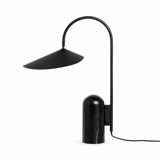 Calla table lamp black adjustable petal shade marble base minimalist art deco compact bedside desk white background front view
