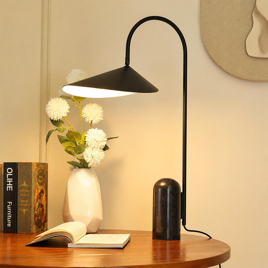 Calla table lamp beige desk study reading adjustable petal shade marble base modern minimalist warm American home lifestyle interior