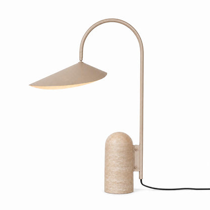 Calla table lamp beige adjustable petal shade marble base minimalist art deco compact bedside desk white background front view