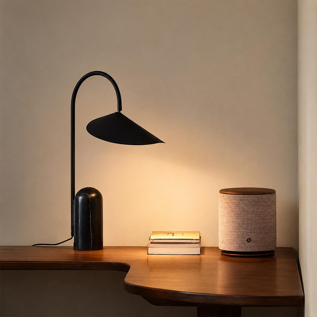 Calla table lamp modern industrial apartment side table matte finish clean lines adjustable marble base statement American home lifestyle interior