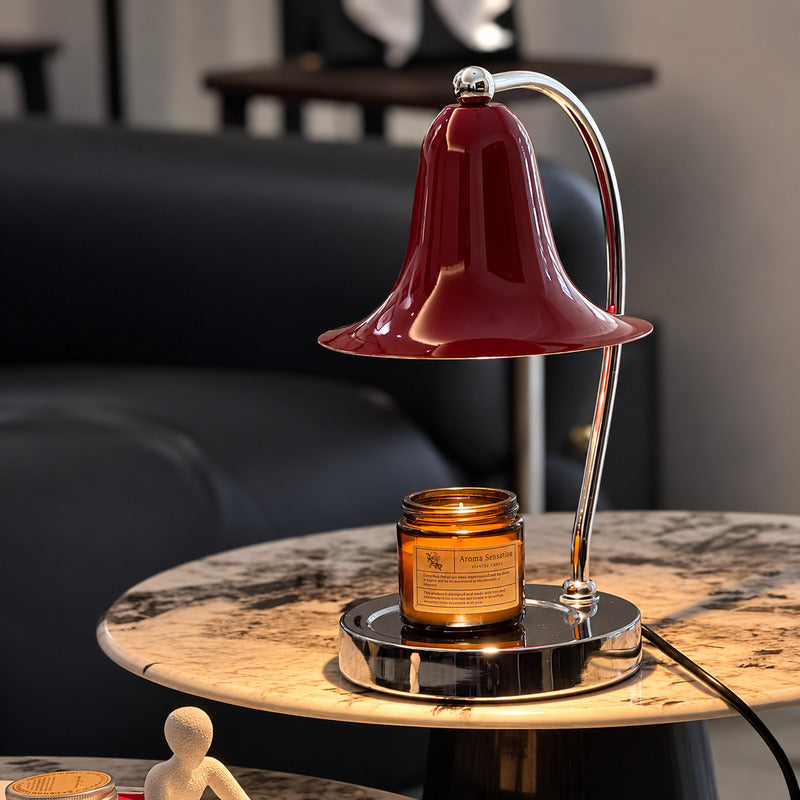 Campana candle warmer lamp as a flameless scent diffuser on a living room side table