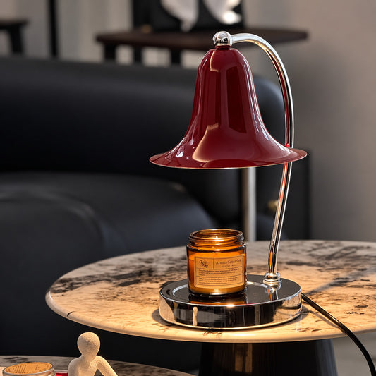 Campana candle warmer lamp as a flameless scent diffuser on a living room side table