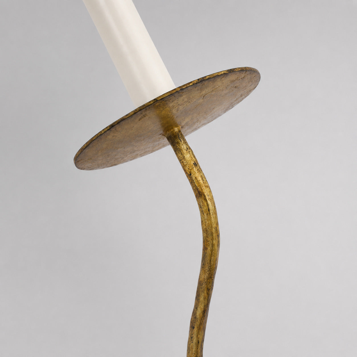 Candela wall sconce candle style exposed E14 bulb slim curved arm silhouette profile detail close up classic