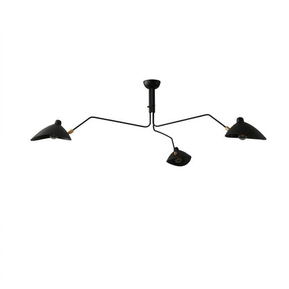 Cassio multi arm mid century chandelier 3 light matte black 59 inch ceiling fixture articulated arms white background