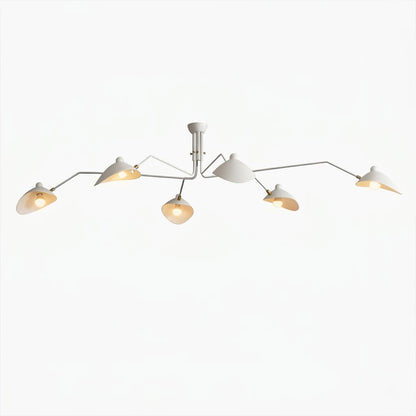 Cassio multi arm mid century chandelier 6 light matte white 86 inch grand statement ceiling fixture articulated arms white background