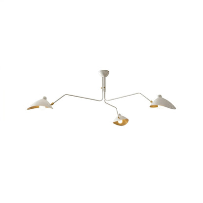 Cassio multi arm mid century chandelier 3 light matte white 59 inch ceiling fixture articulated arms white background