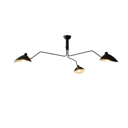 Cassio multi arm mid century chandelier 3 light matte black 59 inch ceiling fixture articulated arms white background