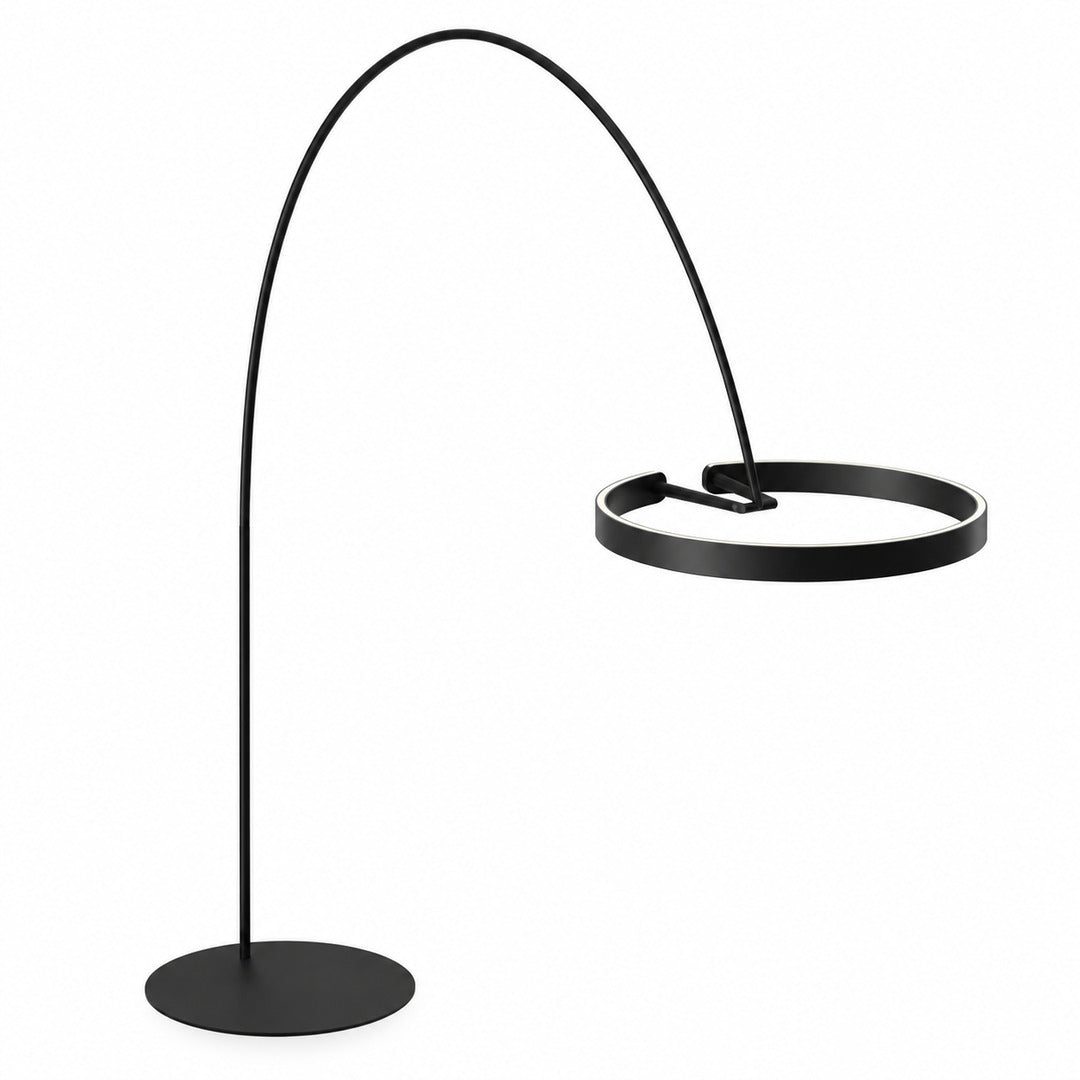 Small 15.7-inch black Cerchio halo ring floor lamp as a sleek accent in a modern room