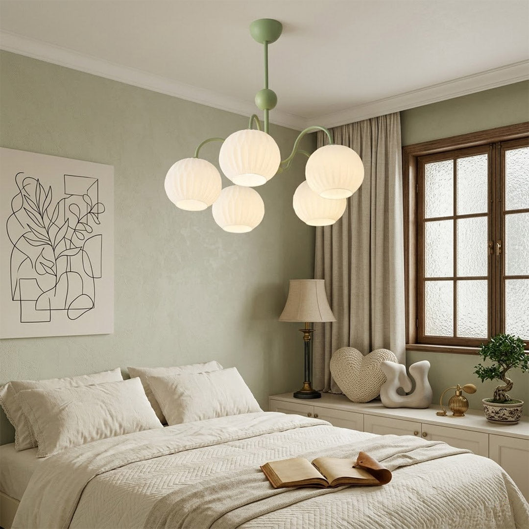 Cleo Globe Chandelier – Frosted Ribbed Glass Cluster Pendant Light | Stuberlighting