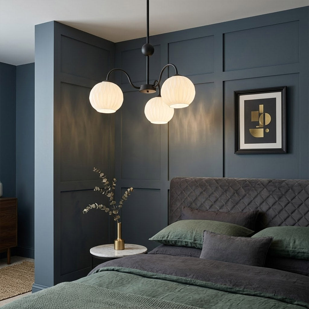 Cleo Globe Chandelier – Frosted Ribbed Glass Cluster Pendant Light | Stuberlighting