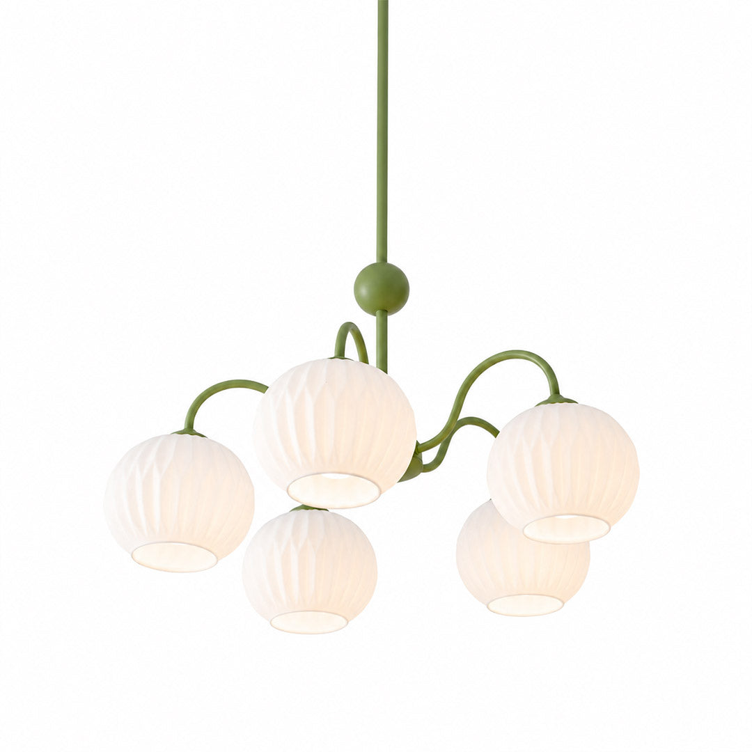 Cleo Globe Chandelier – Frosted Ribbed Glass Cluster Pendant Light | Stuberlighting
