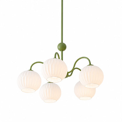 Cleo Globe Chandelier – Frosted Ribbed Glass Cluster Pendant Light | Stuberlighting