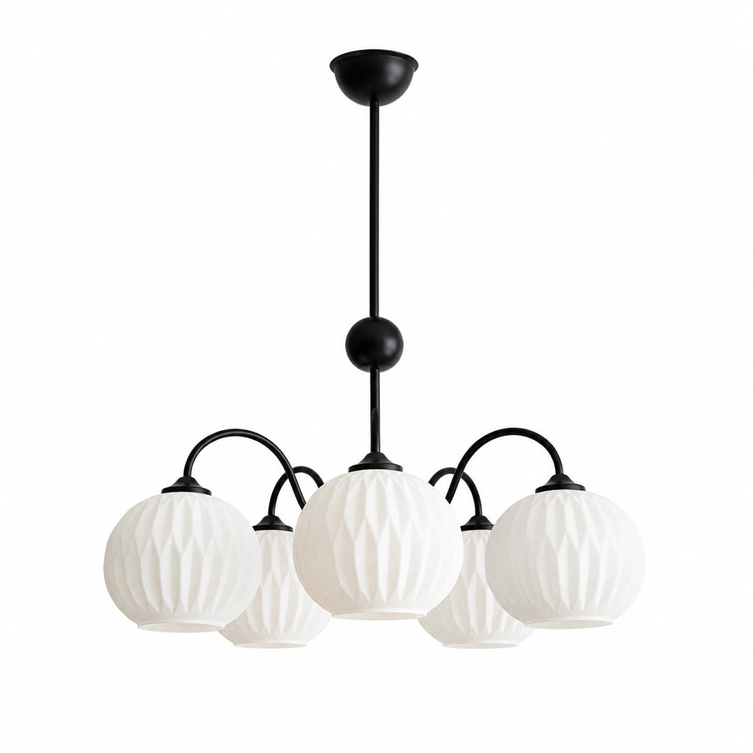 Cleo Globe Chandelier – Frosted Ribbed Glass Cluster Pendant Light | Stuberlighting
