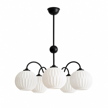 Cleo Globe Chandelier – Frosted Ribbed Glass Cluster Pendant Light | Stuberlighting