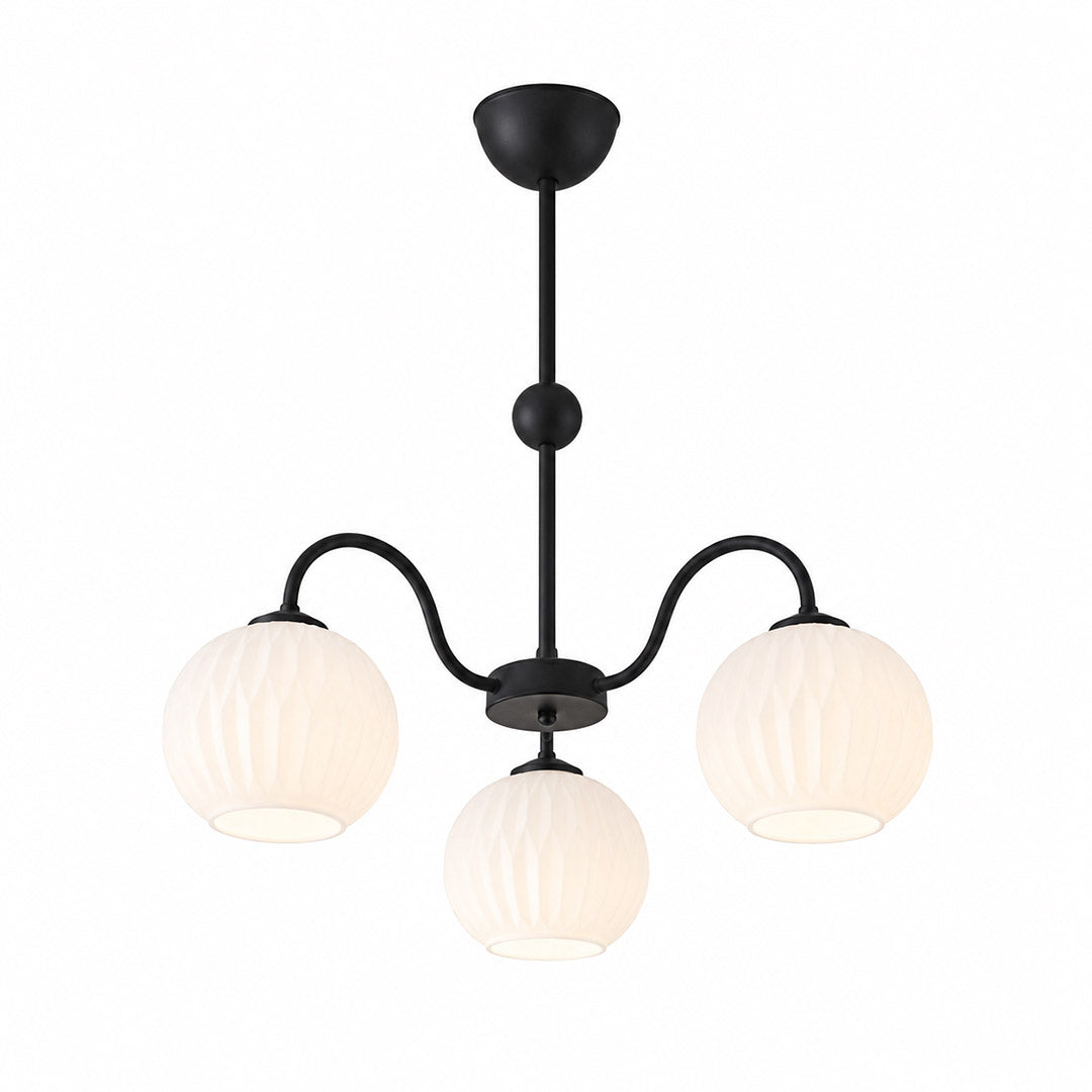 Cleo Globe Chandelier – Frosted Ribbed Glass Cluster Pendant Light | Stuberlighting